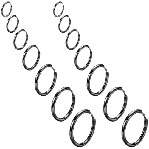 COYUN 7 Paar Creolen Set für Damen, Creolen, Kleine Creolen Ohrringe für Damen Herren Chirurgenstahl Knorpel Huggie Ohrringe Snug Lobe Piercing Schmuck Winzige Hoop Hinged Schläferohrringe von COYUN