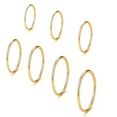 COYUN 7 Stück Gold Ringe für Damen, Edelstahl Einfaches Stapelbare Knöchelringe 18 Karat Vergoldet Set, Minimalistisch Fingerring Boho Daumenring Frauen COYUN 7 Stück Gold Ringe für Damen, Edelstahl Einfaches Stapelbare Knöchelringe 18 Karat Vergoldet Set, Minimalistisch Fingerring Boho Daumenring Frauen von COYUN