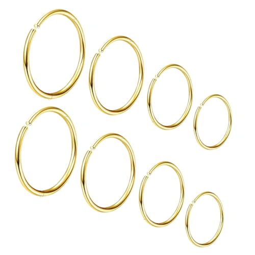 COYUN 8 Stück 316L Edelstahl Nasenpiercing Ring Helix Piercing Hypoallergen 16G Nasenringe Conch Septum Tragus Ohr Piercings für Damen Herren 6mm/8mm/10mm/12mm,Gold von COYUN
