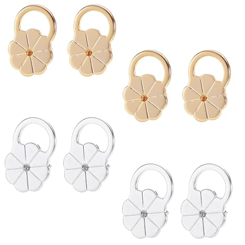 COYUN 8 Stück Hypoallergen Ohrringheber Einstellbare Ohrring lifter Ohrmuschelheber Damen Ohrring-Verschlüsse Lifters(Gold, Silber) von COYUN