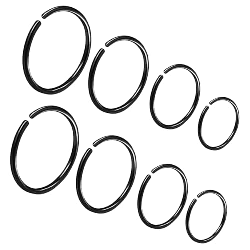 COYUN 8stk Schwarz Nasenpiercing Ring Nasenring Nostril Septum Piercing Rings Set Chirurgenstahl Dünn Lippenpiercing Septum Clicker Knorpel Piercing Ohr Für Damen Männer 6mm/8mm/10mm/12mm von COYUN
