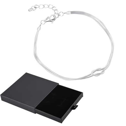 COYUN Armband Damen Silber Ketten Armbänder Set Vergoldet Charm Armkette Verstellbare Stapelbare Herz Knoten Büroklammer Perlenarmband Armbander Bracelet Schmuck Frau Frauen von COYUN