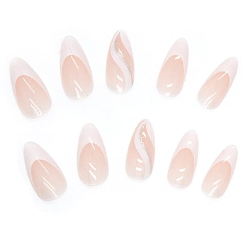 COYUN Press on Nails Kurz, Fake Nails Full Cover Kunstnägel mit Nagelkleber,Eckig Pink Gradient White Acryl Künstliche Fingernägel für Frauen & Mädchen von COYUN