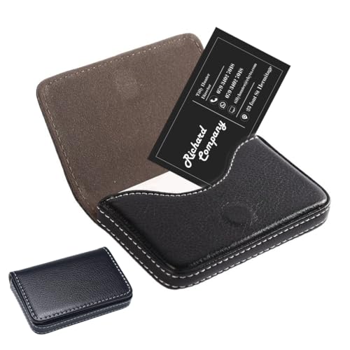 COYUN Visitenkartenetui Flip-Stil Business-Kartenhalter PU-Leder Hochwertiger Namenskartenhalter mit Magnetverschluss Kreditkartenetui Brieftasche für Damen und Herren (Schwarz) von COYUN