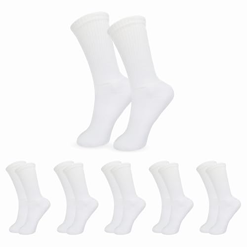 COZ Fashion Tennissocken Herren & Damen Sport Socken Lange Freizeit-Socken aus Baumwolle mit Komfortbund & Atmungsaktive Funktion 5x Weiß 39-42 von COZ Fashion