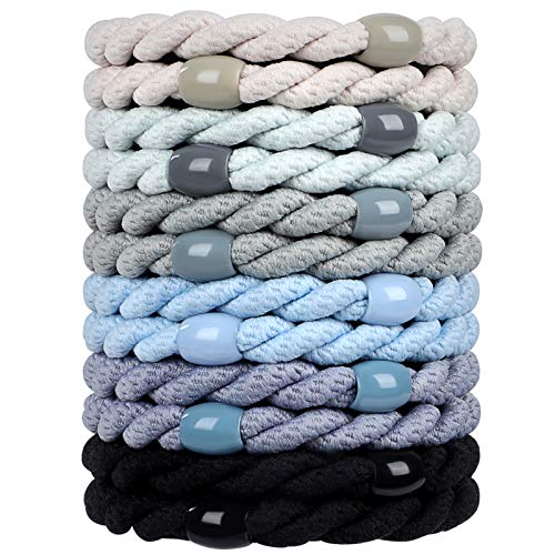 COZEASY 12 Stück Elastische Haargummis, ohne Metall Geflochtener Keine Pull oder Beschädigung Pferdeschwanz Halter, Elastisch Haarbänder für Damen & Mädchen Dickes und Lockiges Haar (Set 18) von COZEASY