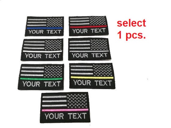 1 Stk. Benutzerdefinierter Name Patch Ihr Text Dünner Rot Blau Weiß Grün Rosa Gelb Grauer Aufnäher Usa Flagge Zum Aufnähen Größe 9x5, 5 cm von COZY168