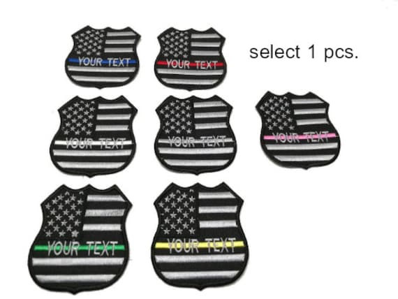 1 Stk. Personalisierter Name Patch Ihr Text Dünn Rot Blau Weiß Grün Pink Gelb Graue Aufnäher Usa Flagge Haken Oder Aufnähen Größe 7x7.5 cm von COZY168