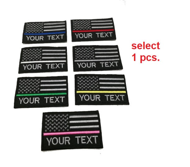 1 Stk. Personalisierter Name Patch Ihr Text Dünn Rot Blau Weiß Grün Pink Gelb Graue Aufnäher Usa Flagge Haken Oder Aufnähen Größe 9x5.5 cm von COZY168