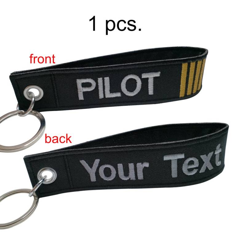 1 Stk. Pilot Besticktes Armband Mit Wunschname Ihr Text Gepäckanhänger Schlüsselanhänger Taschenhalter Tag Tasche Größe 13, 5cm. X 3cm von COZY168