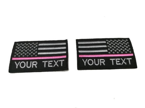 2 Stk. Benutzerdefinierte Name Ihr Text Dünne Rosa Linie Usa Flagge Patch Hakenrückseite Zum Befestigen Oder Aufnähen Größe 9 X 5, 5 cm von COZY168