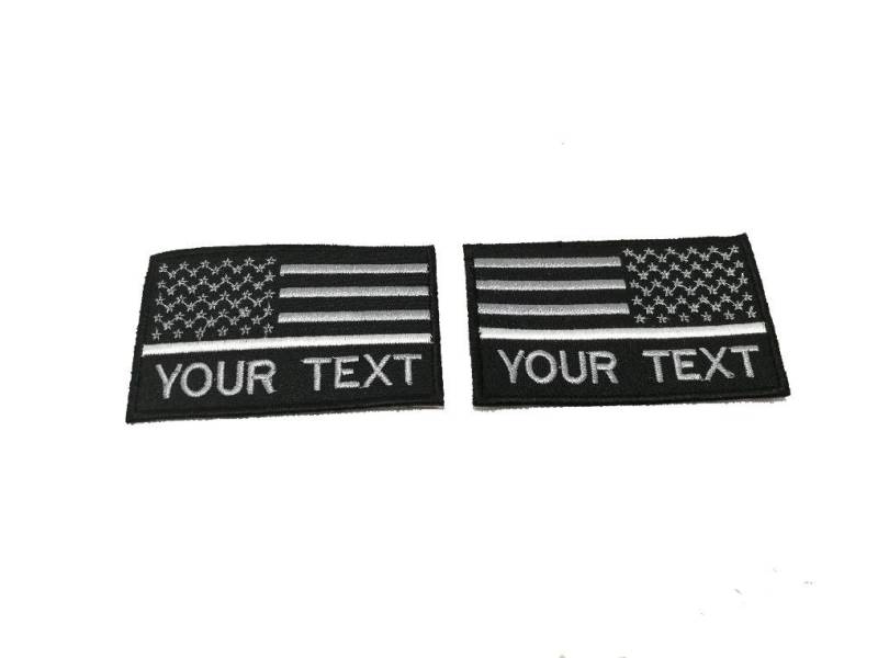 2 Stk. Benutzerdefinierter Name Ihr Text Dünne Weiße Linie Usa Flagge Patch Hakenträger Zum Befestigen Oder Aufnähen Größe 9x5, 5 cm von COZY168