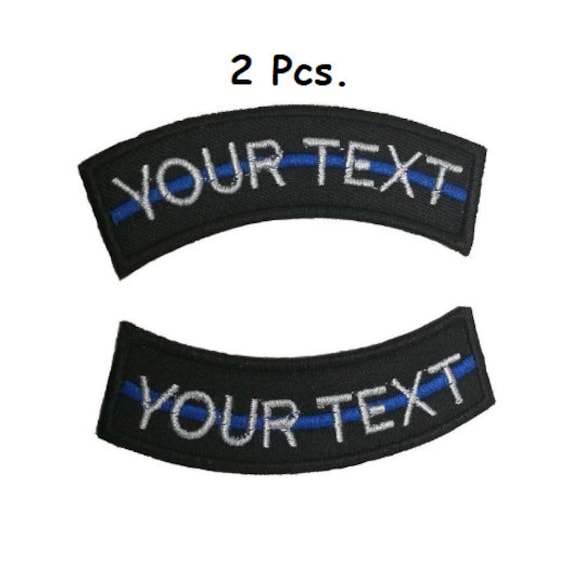 2Tlg. Blue Line Curve Patch Benutzerdefinierter Text Ihr Textpatch Polizei Dünne Blaue Linie Gestickter Aufnäher Hakenrücken Angebracht Oder von COZY168