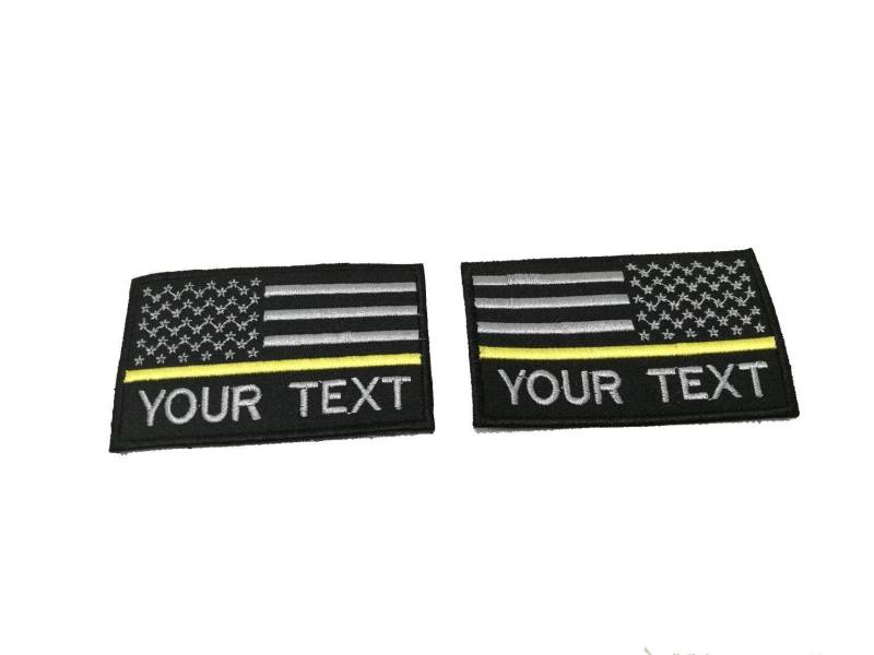 2Tlg. Individueller Name Ihr Text Dünne Gelbe Linie Usa Flagge Patch Hakenrücken Für Befestigung Oder Zum Annähen Größe 9 X 5.5 cm von COZY168