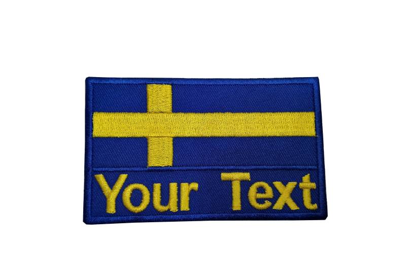 Aufnäher Schweden Flagge Mit Name Text Dein Haken Auf Der Rückseite Oder Zum Aufnähen in Größe 5, 5 cm X 9 von COZY168