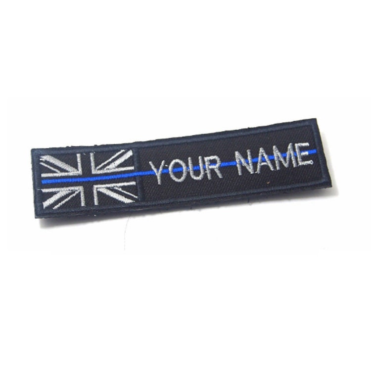 Benutzerdefinierter Name Text Dünne Blaue Linie Union Jack Uk Flaggenwache Mit Hakenbefestigung Oder Zum Aufnähen in Den Größen 4 "x 1", 5 6 1" von COZY168