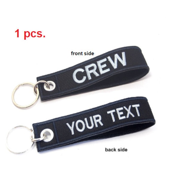Crew Gestickt Schlüsselanhänger Individuell Name Ihren Text Gepäckanhänger Taschenanhänger Taschenhalter Größe 14 cm X 3 von COZY168
