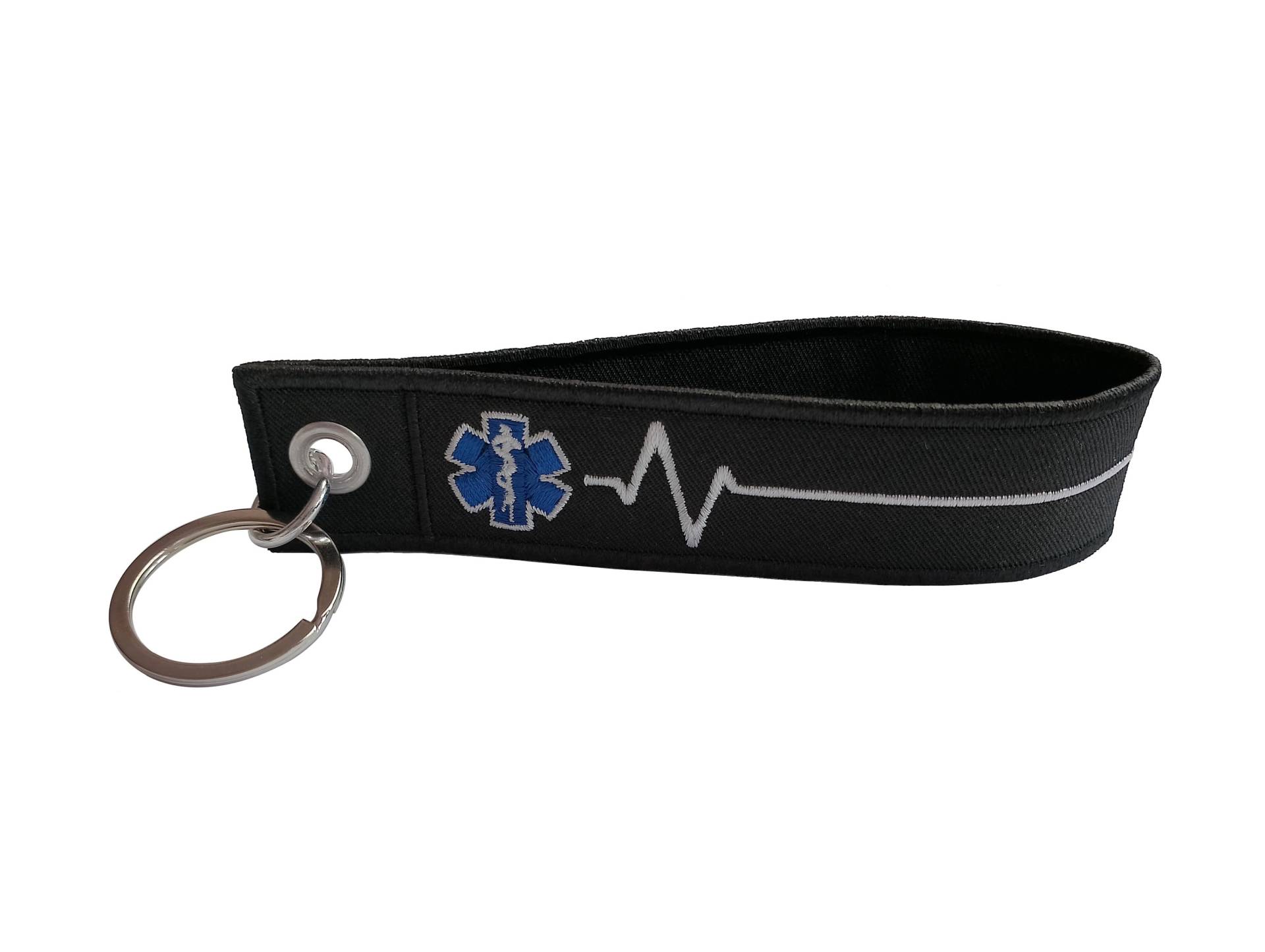 Emt Ems Sanitäter Rettung Armband Schlüsselbund Mit Ekg Signal Benutzerdefinierte Text Schlüsselanhänger Gestickt Tag Halter Personalisieren Tasche von COZY168