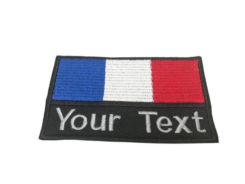 Frankreich Flagge Aufnäher Benutzerdefinierter Name Text Ihr Patch Mit Hakenrücken Befestigung Oder Zum Aufnähen Größe 5, 5 cm X 9 von COZY168