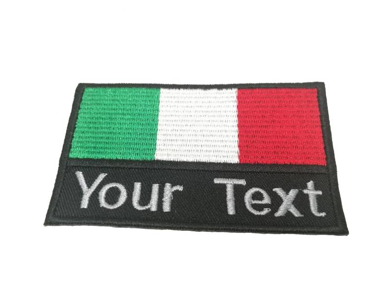 Italien Flagge Aufnäher Benutzerdefinierter Name Text Ihr Zum Aufnähen Mit Haken Oder Größe 5, 5 cm X 9 von COZY168