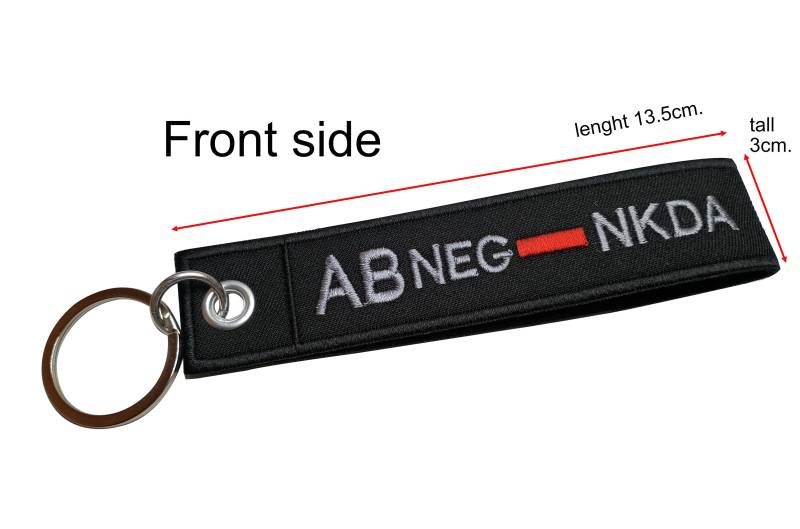 Name Ihr Text Blutgruppe A B O Ab Nkda Armee Militär Schlüsselanhänger Bestickter Anhänger Taschenanhänger Größe 13, 5 X 3 cm von COZY168