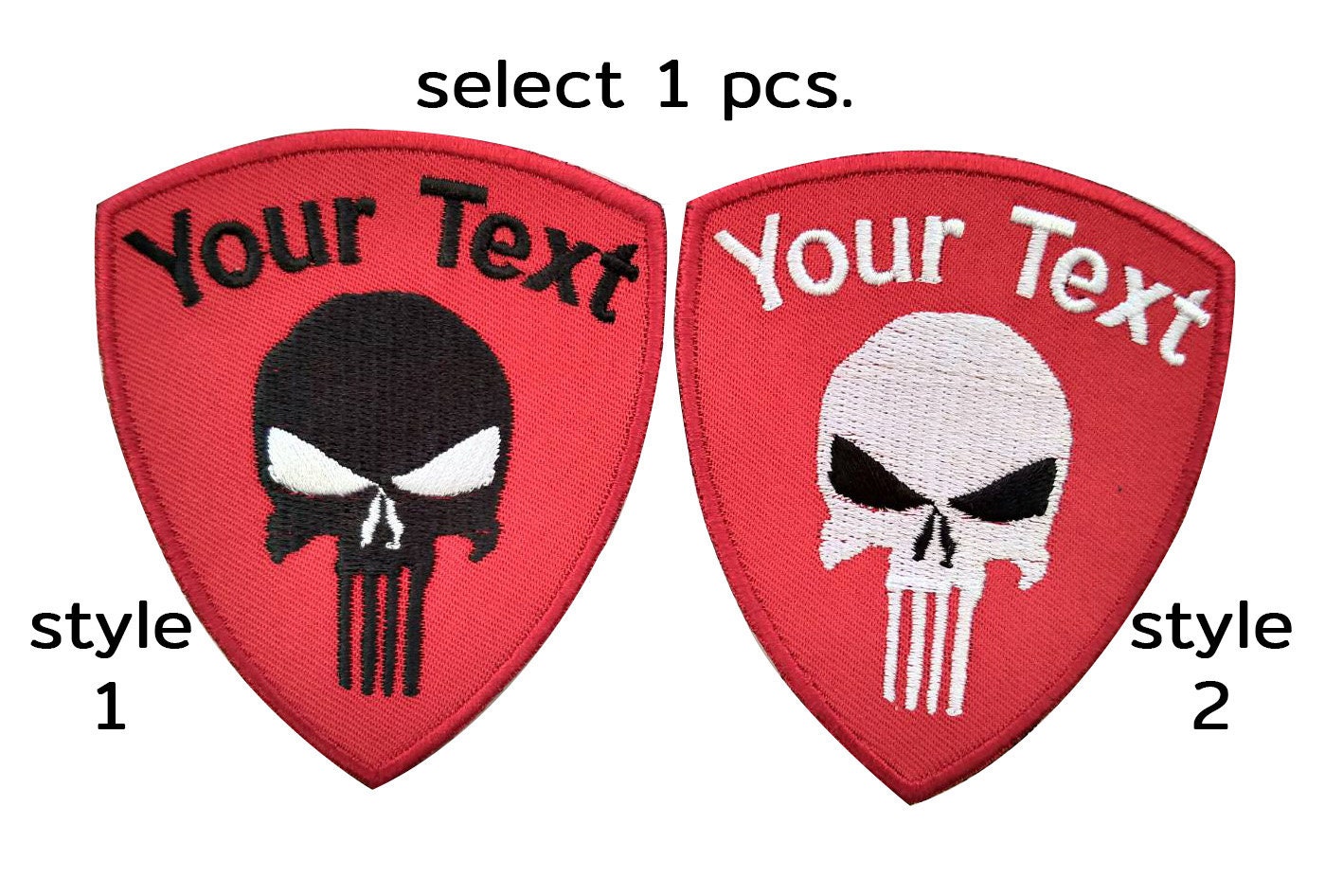 Punisher Skull Aufnäher Benutzerdefinierter Name Patch Ihr Text Schädel Gestickter Zum Aufnähen Oder Auf Der Rückseite Größe 7x8cm von COZY168