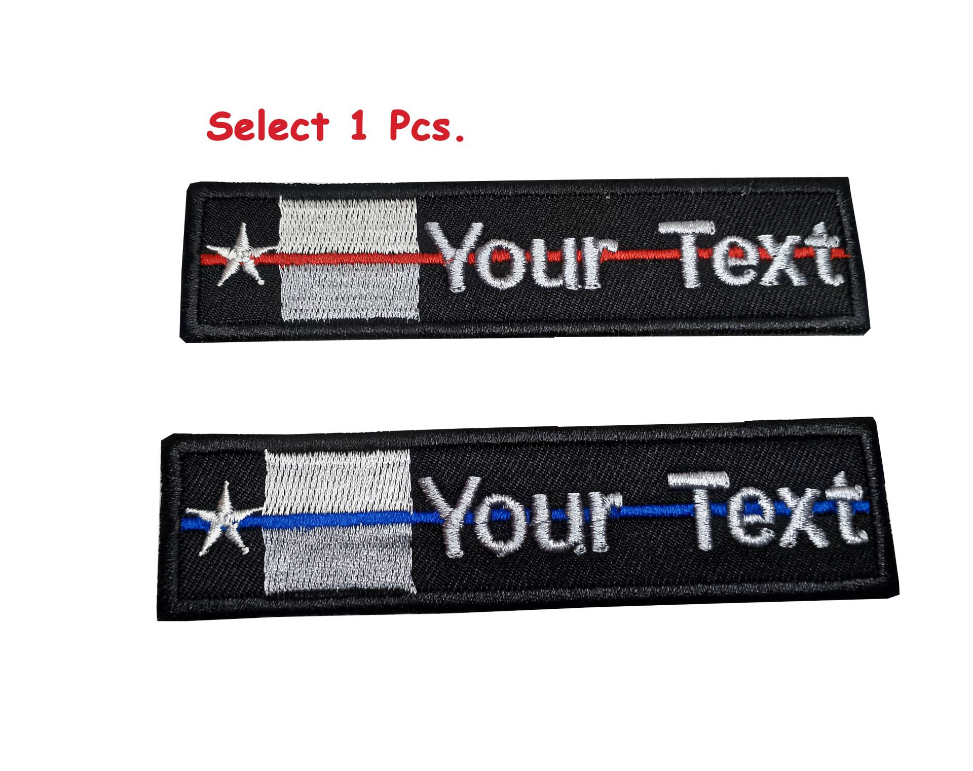 Texas-Flagge Dünne Linie Benutzerdefinierter Text Und Linienfarbpatch Mit Hakenbefestigung Oder Zum Aufnähen in Größen Von 4 "x 1", 5 6 1" von COZY168
