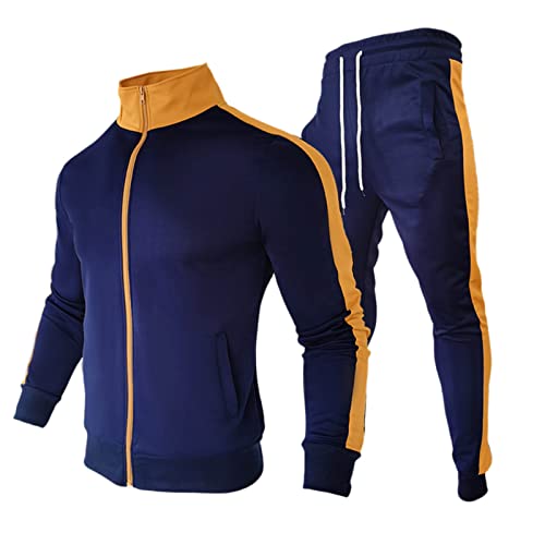 COZYDAY Herren Langarm Casual Sports Zipper Set Sportanzug Herren Trainingsanzug Freizeitanzug Herren Cooler Zweiteiler für Freizeit Sport Fitness-Studio Home Office Fußball Trainingsjacke Sporthose von COZYDAY