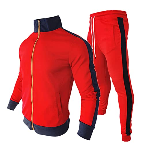 COZYDAY Herren Langarm Casual Sports Zipper Set Sportanzug Herren Trainingsanzug Freizeitanzug Herren Cooler Zweiteiler für Freizeit Sport Fitness-Studio Home Office Fußball Trainingsjacke Sporthose von COZYDAY