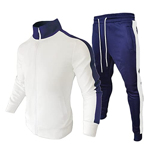 COZYDAY Herren Langarm Casual Sports Zipper Set Sportanzug Herren Trainingsanzug Freizeitanzug Herren Cooler Zweiteiler für Freizeit Sport Fitness-Studio Home Office Fußball Trainingsjacke Sporthose von COZYDAY