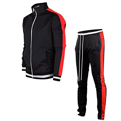 COZYDAY Herren Langarm Casual Sports Zipper Set Sportanzug Herren Trainingsanzug Freizeitanzug Herren Cooler Zweiteiler für Freizeit Sport Fitness-Studio Home Office Fußball Trainingsjacke Sporthose von COZYDAY