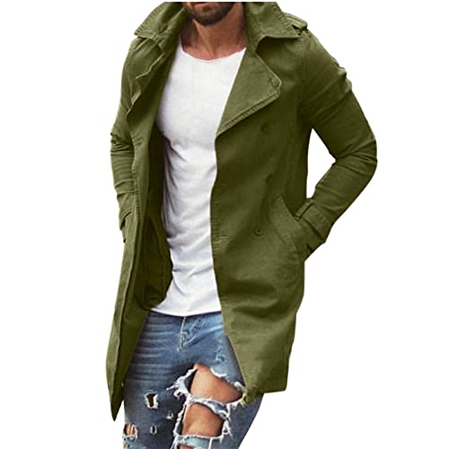 COZYDAY Herren Trenchcoat Slim Fit Lange Jacke Revers Herbst Winddicht Mantel Herren Herbst und Winter Langer Trenchcoat Mäntel Lose Jacke Herren Herbst und Winter langer Trenchcoat Mantel von COZYDAY