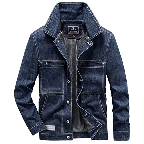 Dünne Jeansjacke Herren Jeansjacke Biker Style Jeans Jacket Denim Jacke Herren Outerwear Denim Jacket Herren Jeansjacke Denim Übergangsjacke Herren Jeansjacke mit Sweatjacke Freizeitjacke Sommerjacke von COZYDAY