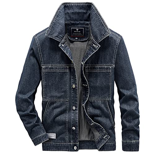 Dünne Jeansjacke Herren Jeansjacke Biker Style Jeans Jacket Denim Jacke Herren Outerwear Denim Jacket Herren Jeansjacke Denim Übergangsjacke Herren Jeansjacke mit Sweatjacke Freizeitjacke Sommerjacke von COZYDAY