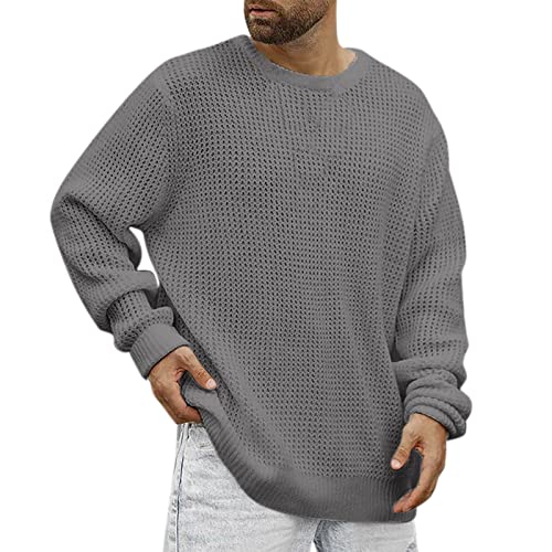 Herren Gestreift Pullover Herren Knit Crew Neck Strickpullover Herren Strickpullover Feinstrick Pullover Herren Strickpullover Feinstrick & Grobstrick Pullover Rundhals Strickpullover mit Streifen von COZYDAY