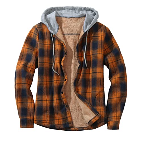 Herren Kapuzenhemd Kariert Jacke Fleece Hemdjacke Flanellhemd Herren Warm Thermohemd Übergangsjacke Hoodie Casual Winterhemd Wattiert Jacke Freizeithemd Herren Dicke Gepolsterte Jacke Winter Herbst von COZYDAY