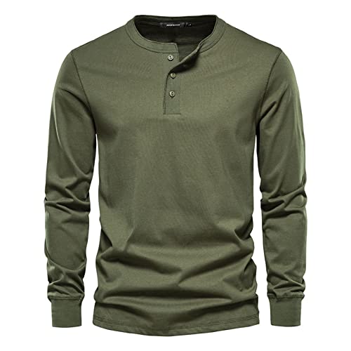 Herren Langarm Henley Shirt Hemd Herren Langärmelige Herren Longsleeve Langarmshirt Solid Shirt Herbst Männer Lässig Langarm T-Shirt Herren Sport Bottoming Shirt Tops Schmale Passform mit Knopfleiste von COZYDAY