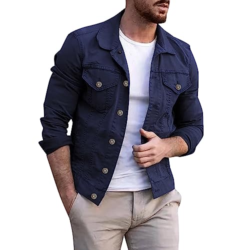 Jeanshemd Hemdjacke Herren Denim Hemdjacke Jeanshemd Freizeithemd Denim Herren Jeanshemd Denim Shirt Langarmhemd Regular Fit Snap Shirt Hemd Business Casual Männer Freizeithemd mit Button Down Kragen von COZYDAY
