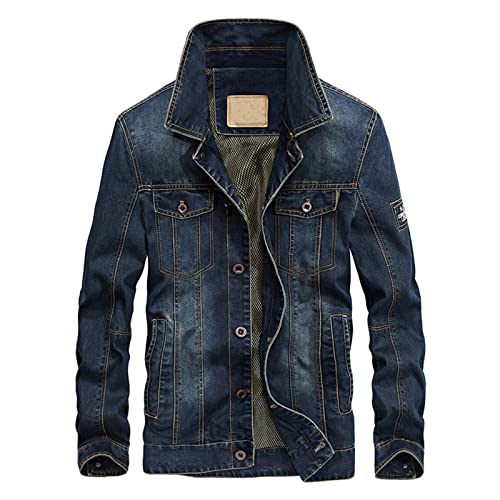 Jeansjacke Herren Jeansjacke Basic Stretch Jeans Jacke Stehkragen Übergangsjacke Sweatjacke Freizeitjacke Sommerjacke Slim Fit Herren Basic Jeansjacke Trucker Jacket Jeansjacke mit Brusttaschen von COZYDAY