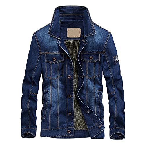 Jeansjacke Herren Jeansjacke Basic Stretch Jeans Jacke Stehkragen Übergangsjacke Sweatjacke Freizeitjacke Sommerjacke Slim Fit Herren Basic Jeansjacke Trucker Jacket Jeansjacke mit Brusttaschen von COZYDAY