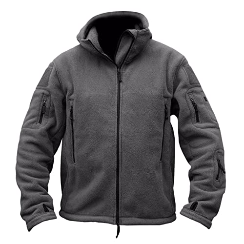 Kapuze Fleece Jacke Herren Fleecejacke Warme Kapuzenjacke Übergangsjacke Multi Taschen Winterjacke Winddicht Armee Jacke Fleece Militär Taktisch Stil Outdoor Tactical Jacket Windjacke Windbreaker von COZYDAY