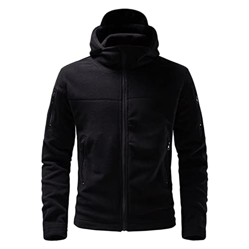 Kapuze Fleece Jacke Herren Fleecejacke Winter Warme Jacke Übergangsjacke Fleece Sweatjacke Tactical Jacket Winddichte Jacke Military Outdoor Winddichte Trekking Winter Windjacke mit Reißverschluss von COZYDAY