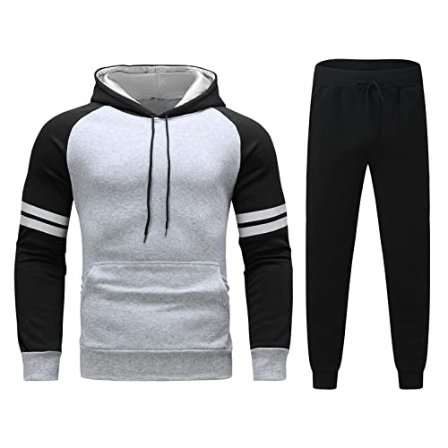 Kapuzenpullover Herren Langarm Jogging Anzug 2-teilig Trainingsanzug Freizeitanzug Trainingsanzug Sportanzug Herren Jogginganzug Sportanzug Trainings Anzug Kapuzen Sweatshirt mit Känguru Tasche von COZYDAY