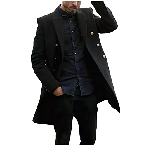 Mantel Herren Lang Mantel Business Jacke Frühling Übergangsjacke Herren Wintermantel Kurz Wollmantel Wintermantel Winterjacke Business Freizeit Herrenmantel für Männer Schwerer Coat Wollmischung von COZYDAY