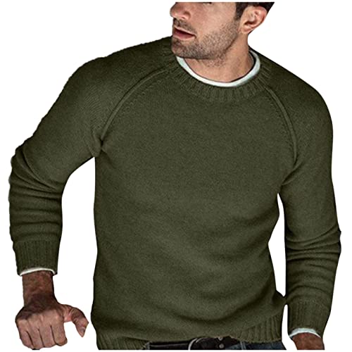 Pullover Herren Strickpullover Crew Neck Pullover Männer Grobstrickpullover Sweater Pulli Langarm Winter Pullover Herren Strickpullover Winterpullover Pulli Winter Wollpullover mit Rundhalsausschnitt von COZYDAY