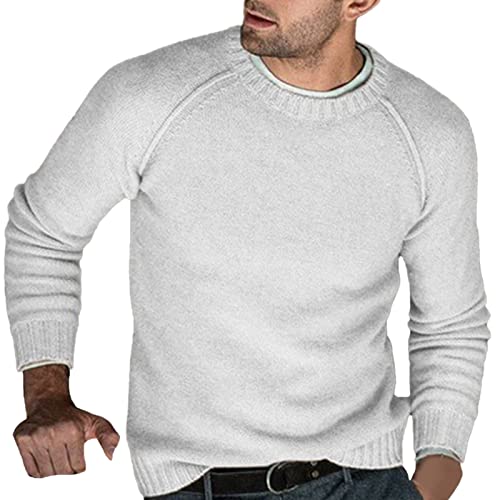 Pullover Herren Strickpullover Crew Neck Pullover Männer Grobstrickpullover Sweater Pulli Langarm Winter Pullover Herren Strickpullover Winterpullover Pulli Winter Wollpullover mit Rundhalsausschnitt von COZYDAY