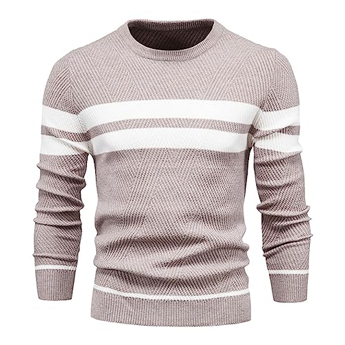 Pullover Herren Sweat Shirt Herren Crew Neck Strickpullover Herren Langarm Shirts Herbst Tops T-Shirts Sweatshirt Sweat Crewneck Männer Pullover mit Rundhalsausschnitt und Bündchen von COZYDAY