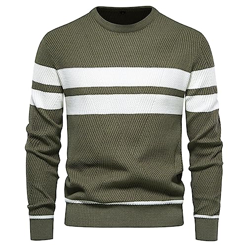 Pullover Herren Sweat Shirt Herren Crew Neck Strickpullover Herren Langarm Shirts Herbst Tops T-Shirts Sweatshirt Sweat Crewneck Männer Pullover mit Rundhalsausschnitt und Bündchen von COZYDAY