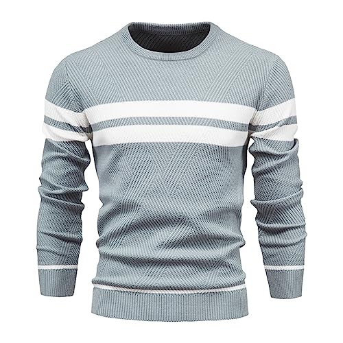 Pullover Herren Sweat Shirt Herren Crew Neck Strickpullover Herren Langarm Shirts Herbst Tops T-Shirts Sweatshirt Sweat Crewneck Männer Pullover mit Rundhalsausschnitt und Bündchen von COZYDAY