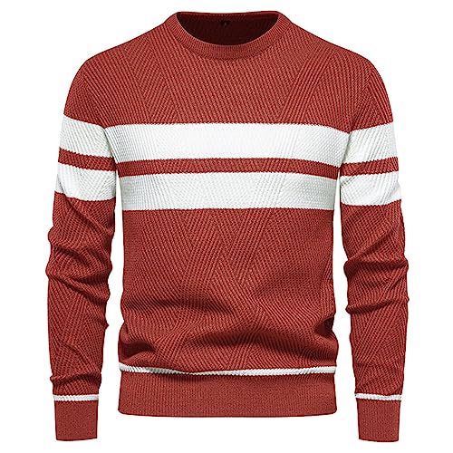 Pullover Herren Sweat Shirt Herren Crew Neck Strickpullover Herren Langarm Shirts Herbst Tops T-Shirts Sweatshirt Sweat Crewneck Männer Pullover mit Rundhalsausschnitt und Bündchen von COZYDAY